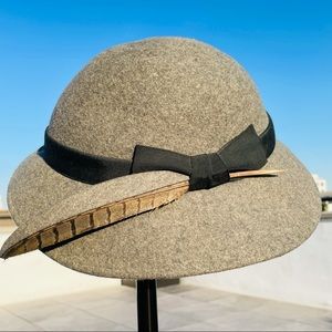 Vintage Importina Irregular Firm Brim 100% Wool Felt Bucket Gray Hat